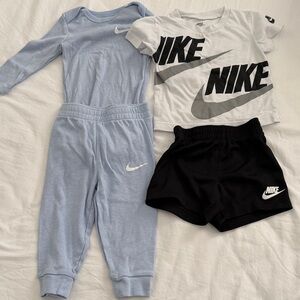 Nike Jogger Onesie, White Logo Tee & Black Shorts baby size 12 months